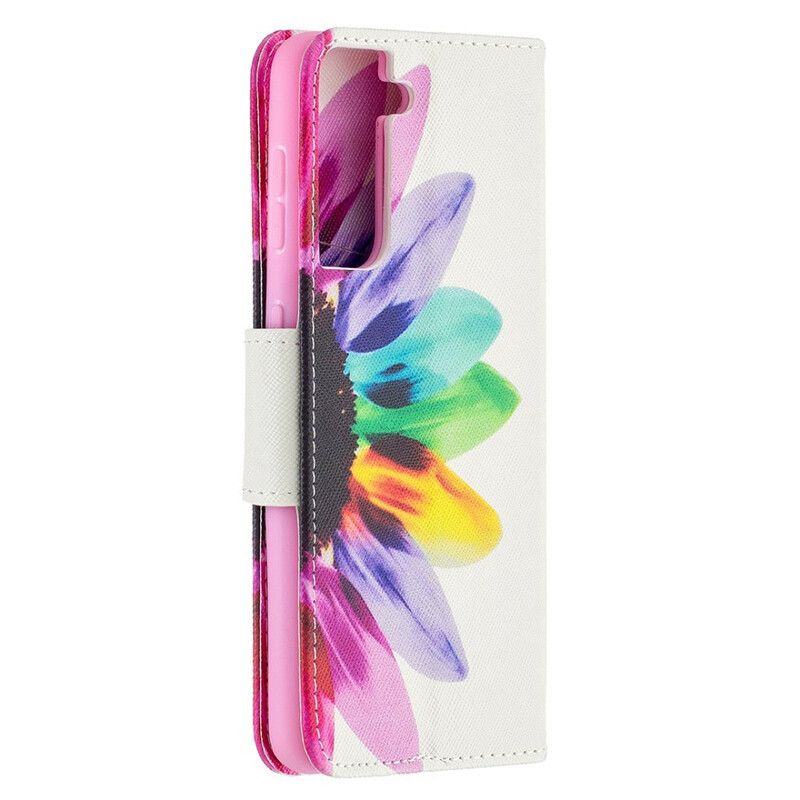 Flip Cover Samsung Galaxy S21 5G Akvarelblomst