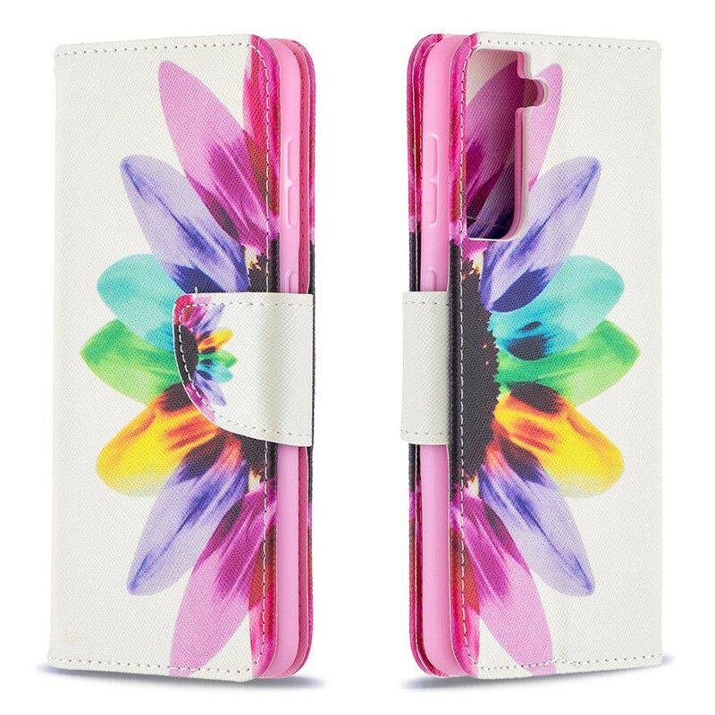 Flip Cover Samsung Galaxy S21 5G Akvarelblomst