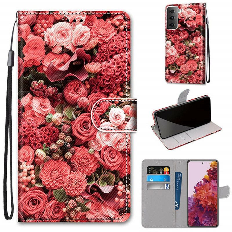 Flip Cover Samsung Galaxy S21 5G Blomsterromantik