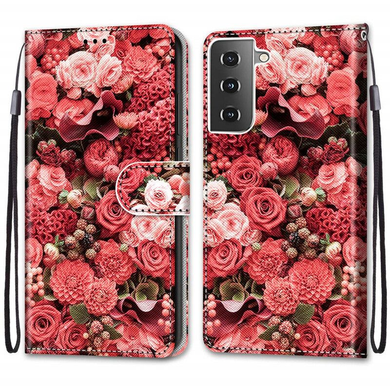 Flip Cover Samsung Galaxy S21 5G Blomsterromantik