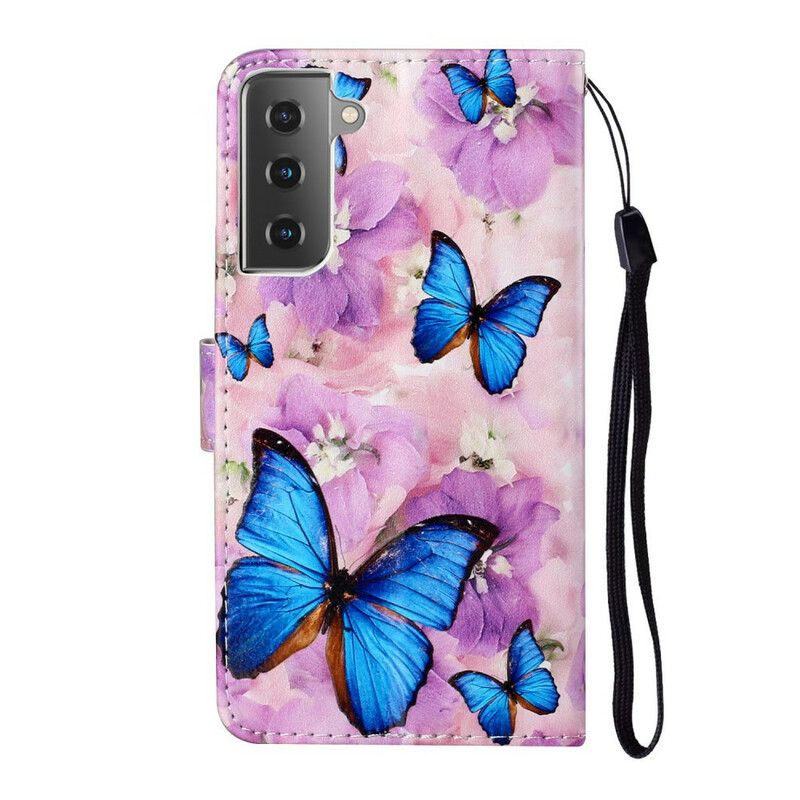 Flip Cover Samsung Galaxy S21 5G Blomstersommerfugle