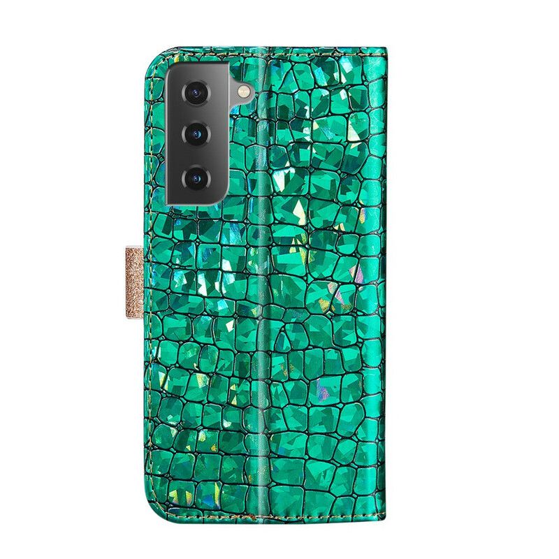 Flip Cover Samsung Galaxy S21 5G Croc Diamanter