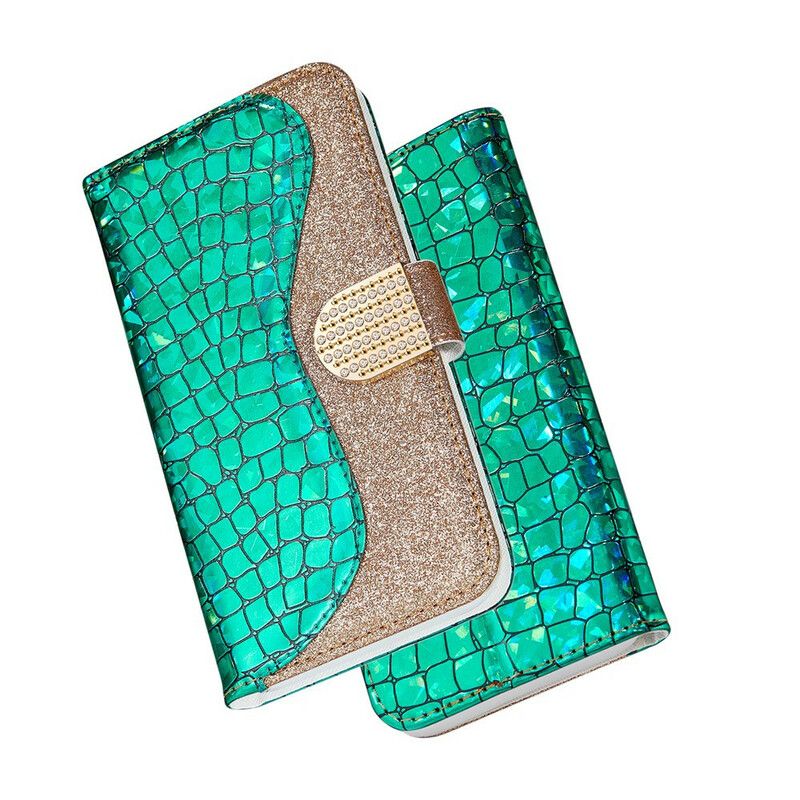 Flip Cover Samsung Galaxy S21 5G Croc Diamanter