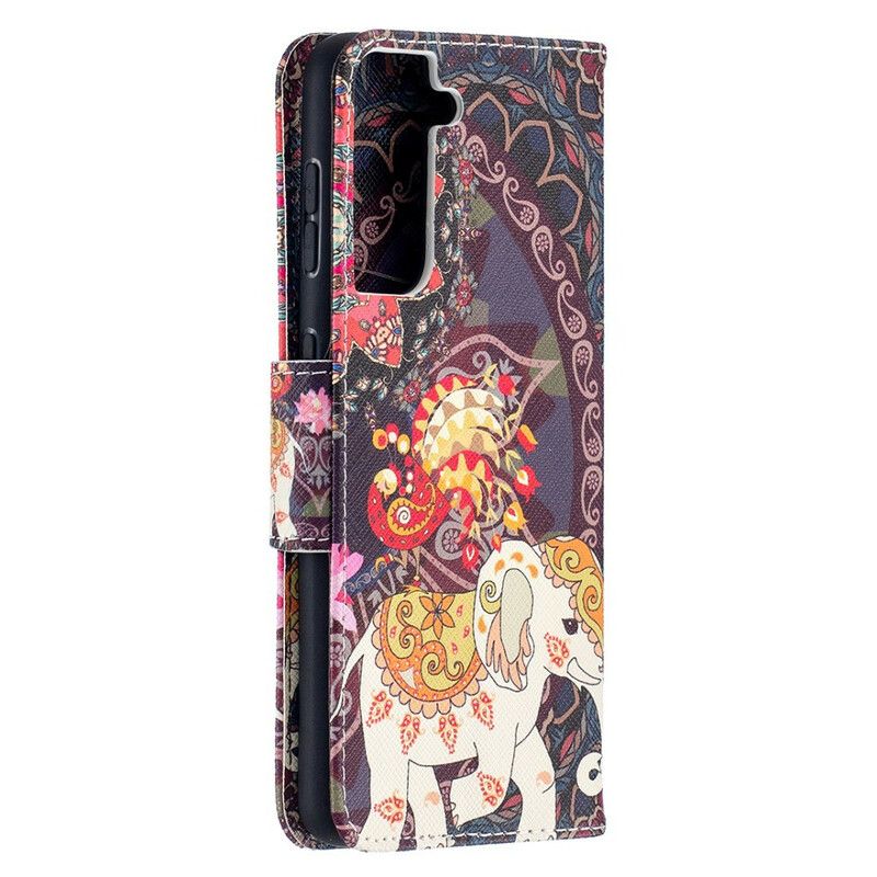 Flip Cover Samsung Galaxy S21 5G Etnisk Elefantmandala