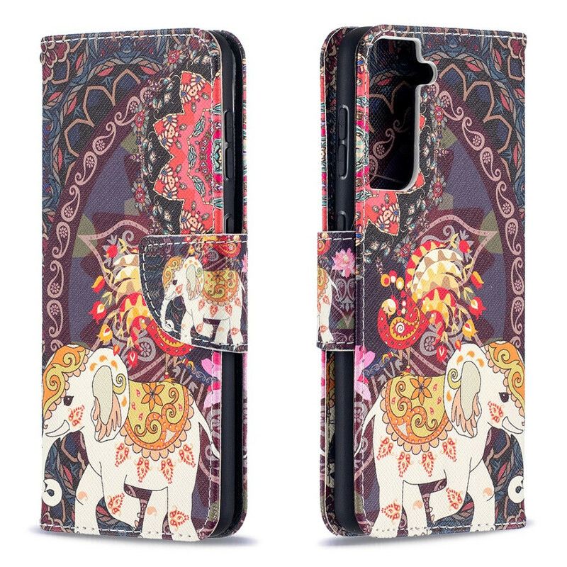 Flip Cover Samsung Galaxy S21 5G Etnisk Elefantmandala