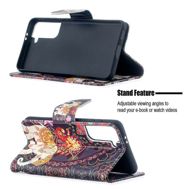 Flip Cover Samsung Galaxy S21 5G Etnisk Elefantmandala