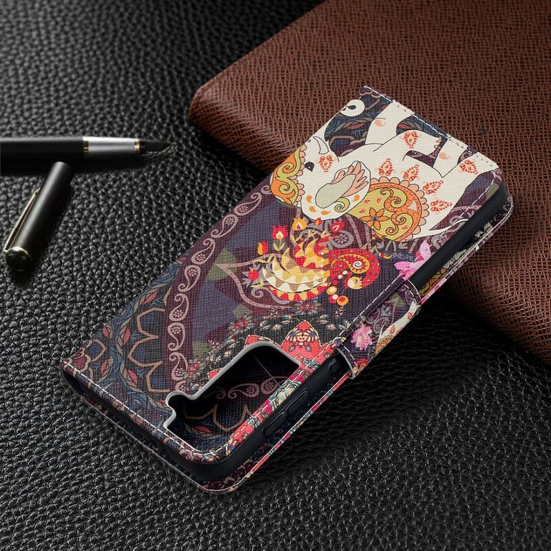 Flip Cover Samsung Galaxy S21 5G Etnisk Elefantmandala