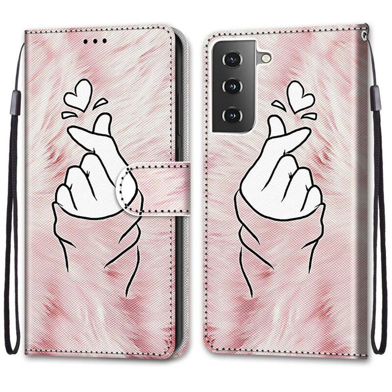 Flip Cover Samsung Galaxy S21 5G Fingerhjerte