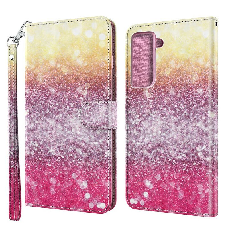 Flip Cover Samsung Galaxy S21 5G Magenta Glitter Gradient