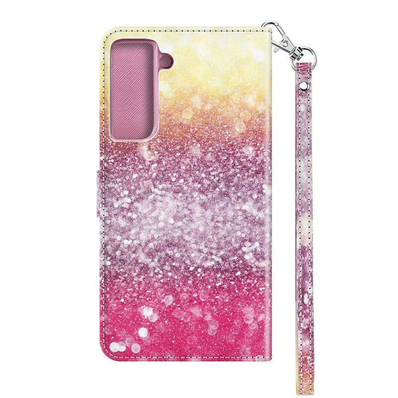 Flip Cover Samsung Galaxy S21 5G Magenta Glitter Gradient