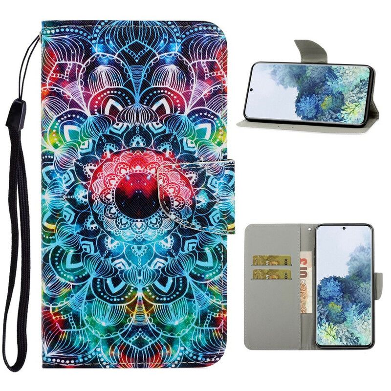 Flip Cover Samsung Galaxy S21 5G Med Snor Flashy Strappy Mandala