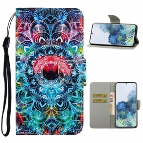 Flip Cover Samsung Galaxy S21 5G Med Snor Flashy Strappy Mandala