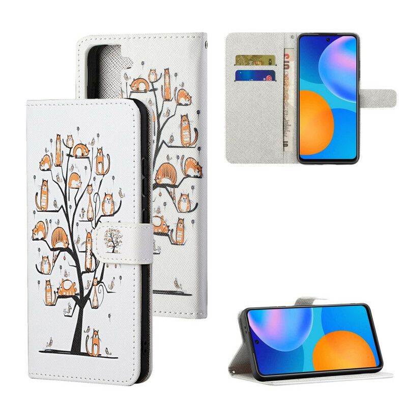 Flip Cover Samsung Galaxy S21 5G Med Snor Funky Katte Med Rem