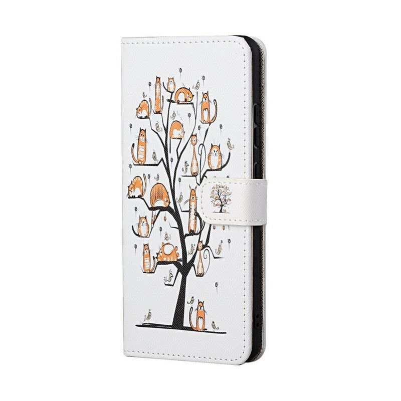 Flip Cover Samsung Galaxy S21 5G Med Snor Funky Katte Med Rem