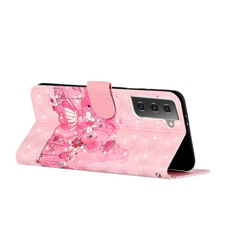 Flip Cover Samsung Galaxy S21 5G Med Snor Light Spots Strap Bamser