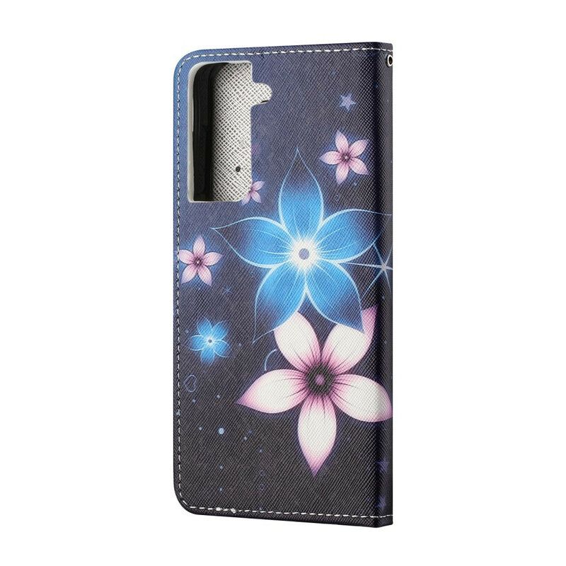 Flip Cover Samsung Galaxy S21 5G Med Snor Lunar Strap Blomster