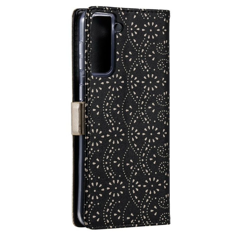 Flip Cover Samsung Galaxy S21 5G Med Snor Møntpung Med Blonderrem