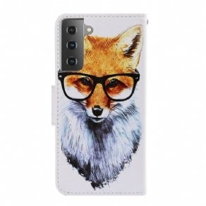 Flip Cover Samsung Galaxy S21 5G Med Snor Smart Fox Med Rem