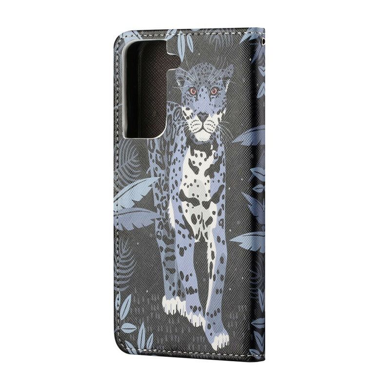 Flip Cover Samsung Galaxy S21 5G Med Snor Thong Leopard