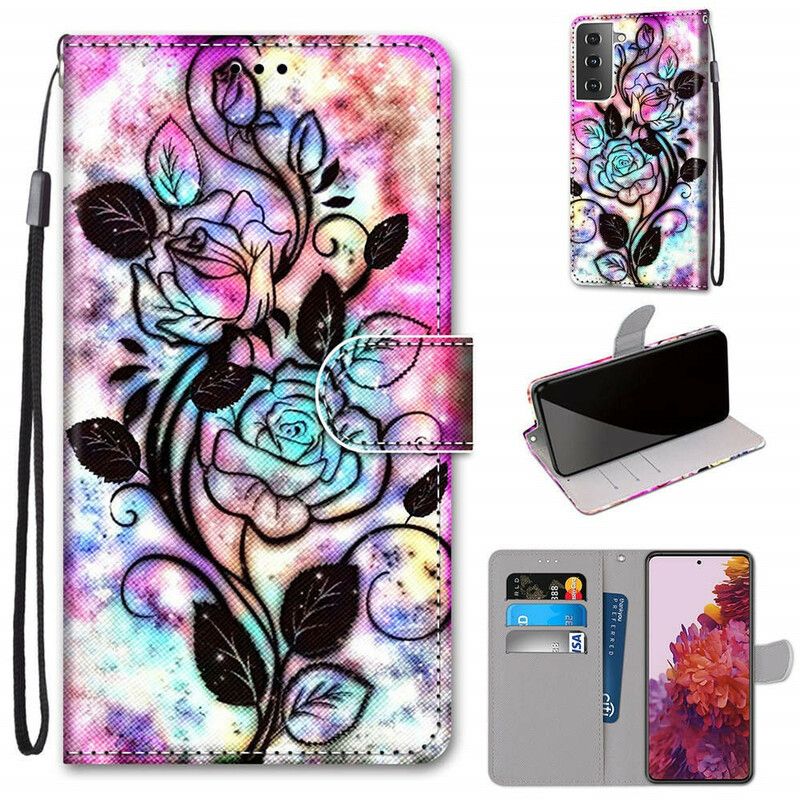 Flip Cover Samsung Galaxy S21 5G Neonblomster