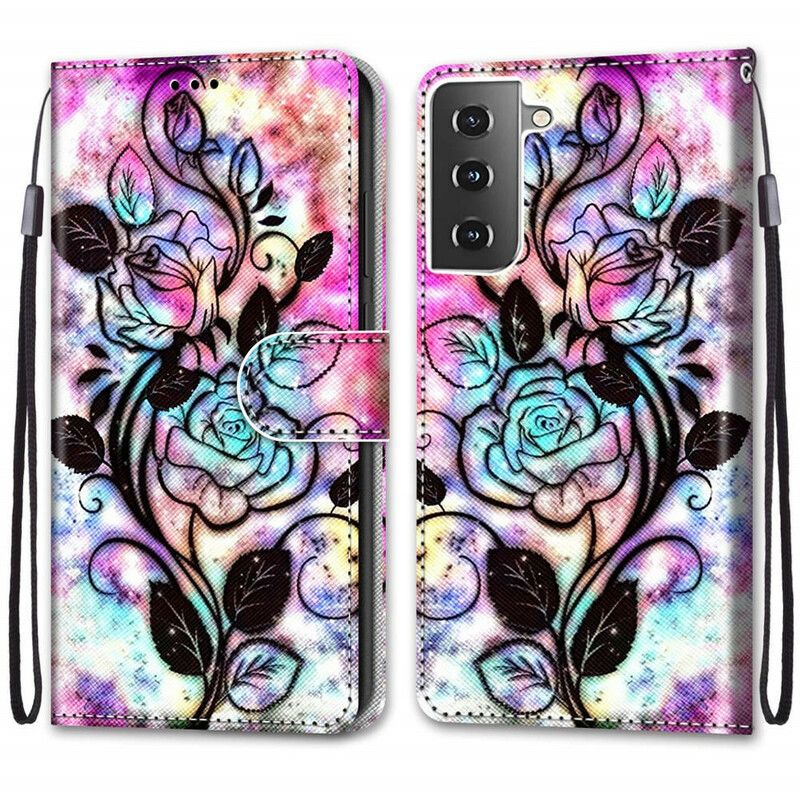 Flip Cover Samsung Galaxy S21 5G Neonblomster