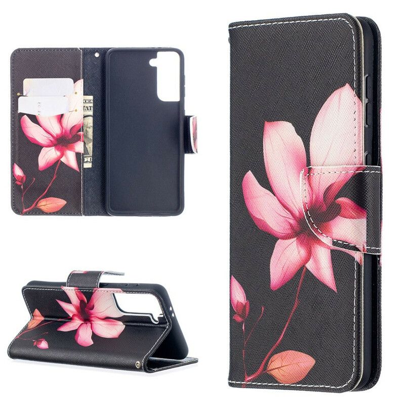 Flip Cover Samsung Galaxy S21 5G Pink Blomst