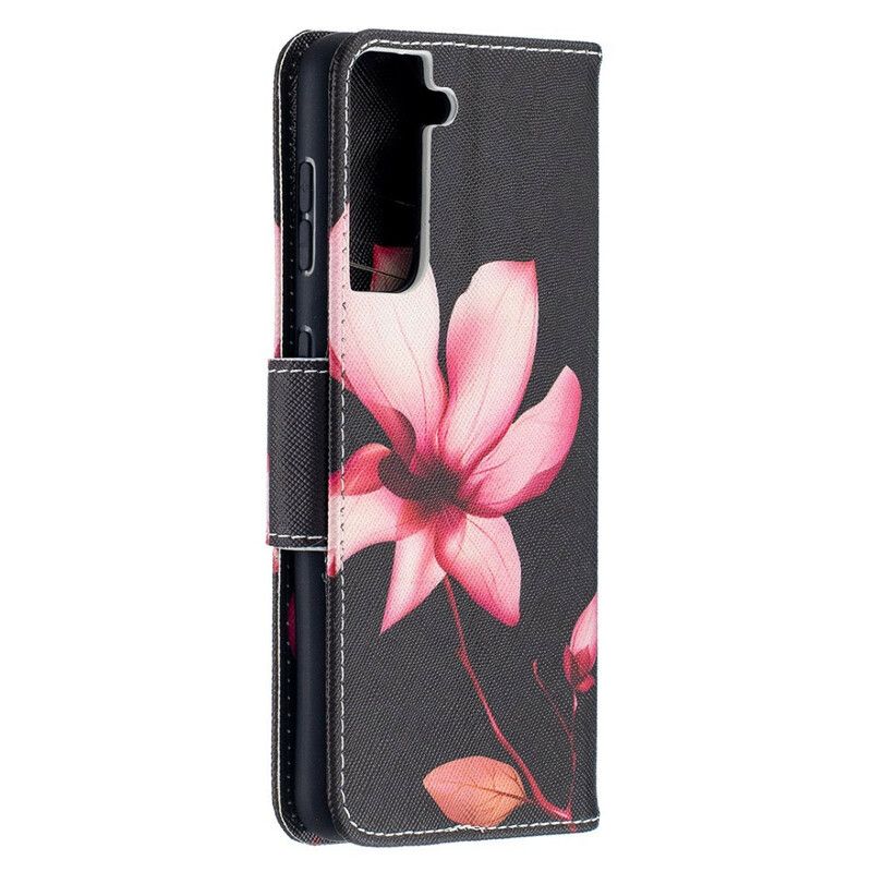 Flip Cover Samsung Galaxy S21 5G Pink Blomst