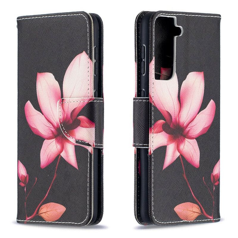 Flip Cover Samsung Galaxy S21 5G Pink Blomst