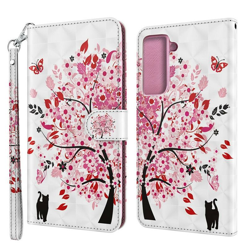 Flip Cover Samsung Galaxy S21 5G Pink Træ