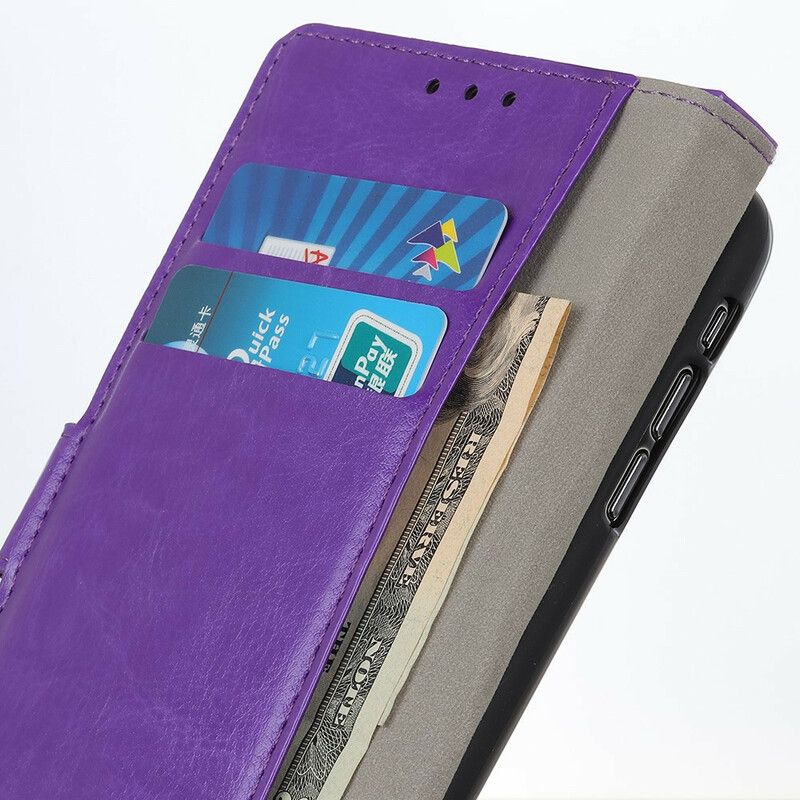 Flip Cover Samsung Galaxy S21 5G Simpel Skinnende Lædereffekt