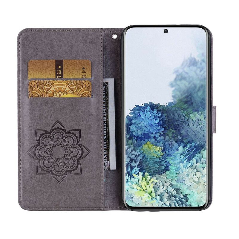 Flip Cover Samsung Galaxy S21 5G Uglemandala Og Snor