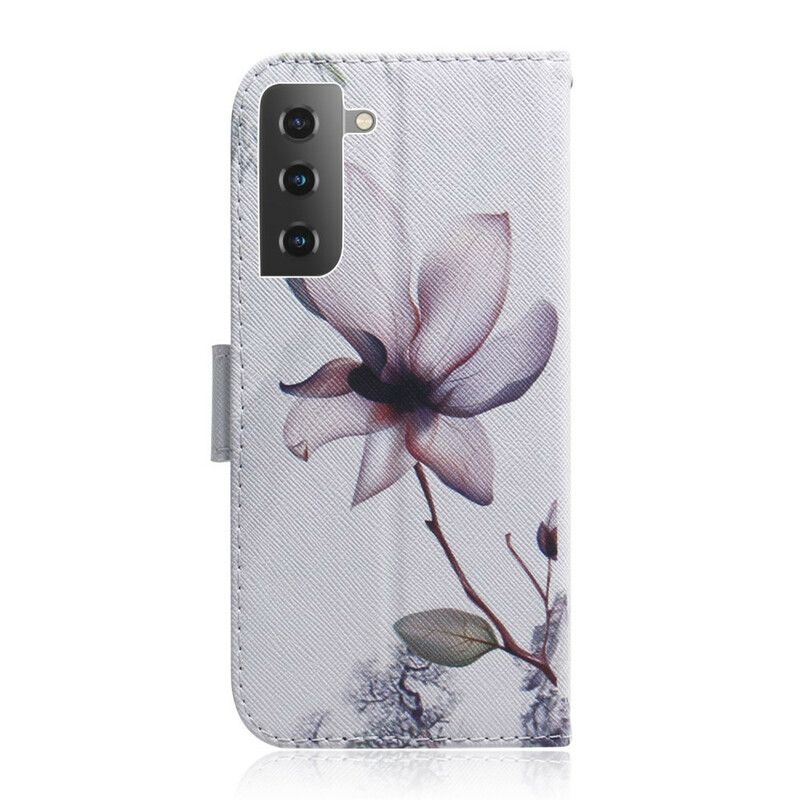 Læder Cover Samsung Galaxy S21 5G Gammel Rosenblomst