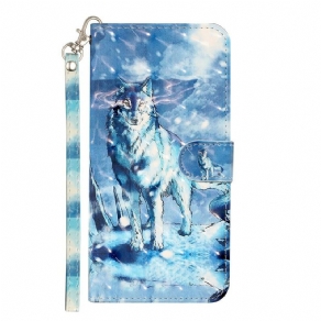 Læder Cover Samsung Galaxy S21 5G Med Snor Wolf Light Strap Spotlights