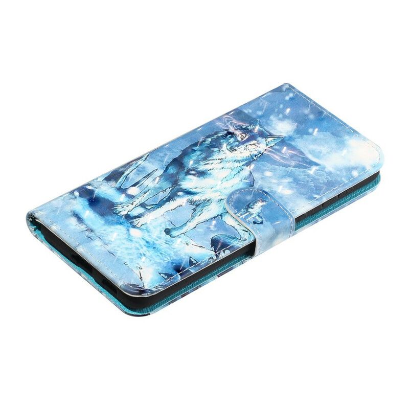 Læder Cover Samsung Galaxy S21 5G Med Snor Wolf Light Strap Spotlights