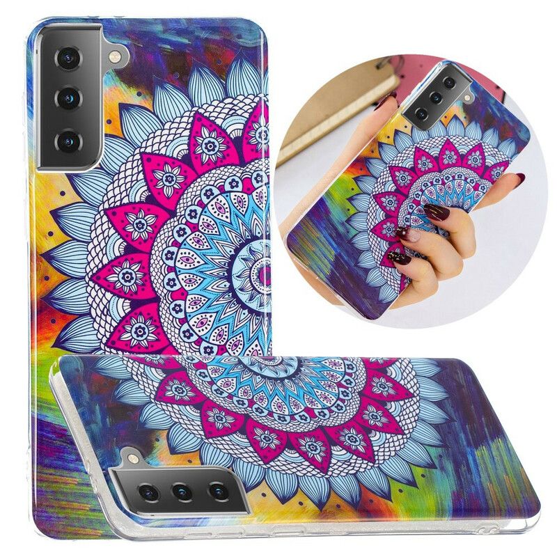 Mobilcover Samsung Galaxy S21 5G Fluorescerende Farverig Mandala