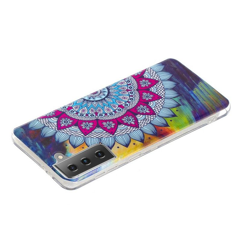 Mobilcover Samsung Galaxy S21 5G Fluorescerende Farverig Mandala