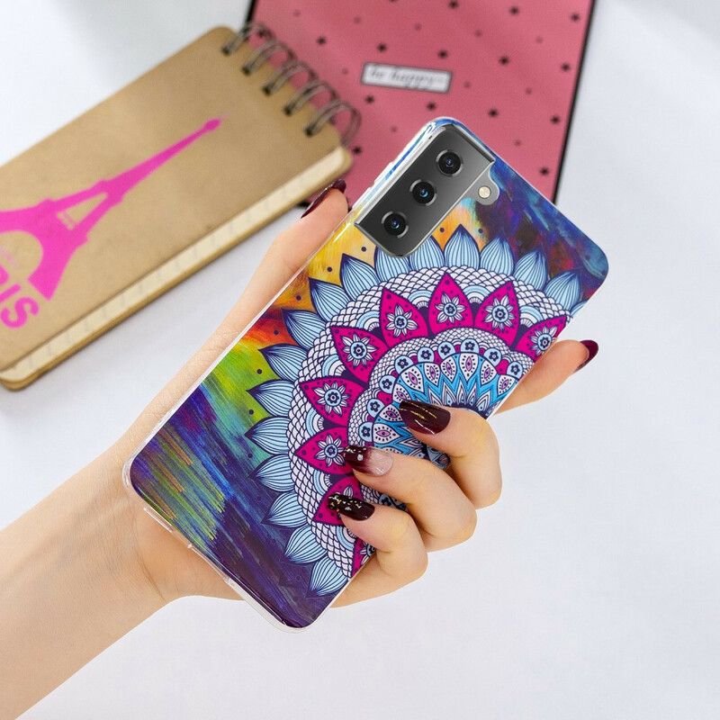 Mobilcover Samsung Galaxy S21 5G Fluorescerende Farverig Mandala