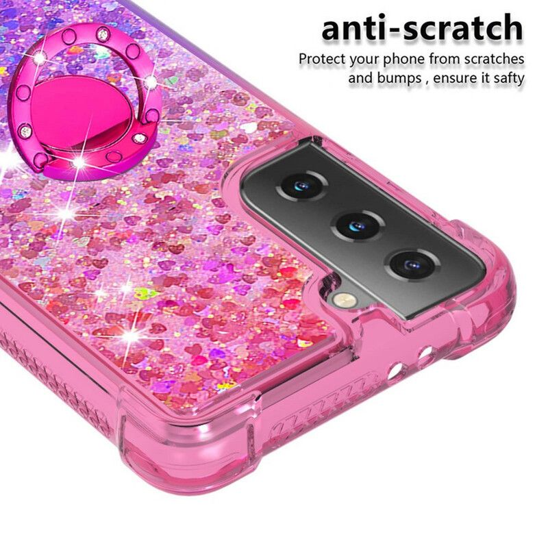 Mobilcover Samsung Galaxy S21 5G Glitter Ring-støtte