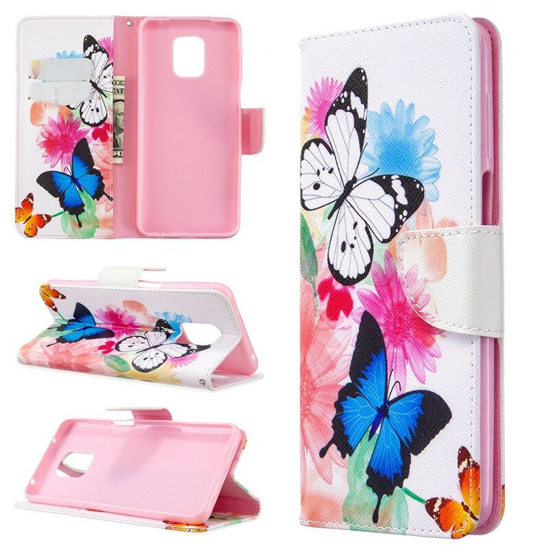 Flip Cover Xiaomi Redmi Note 9S / Note 9 Pro Malede Sommerfugle Og Blomster