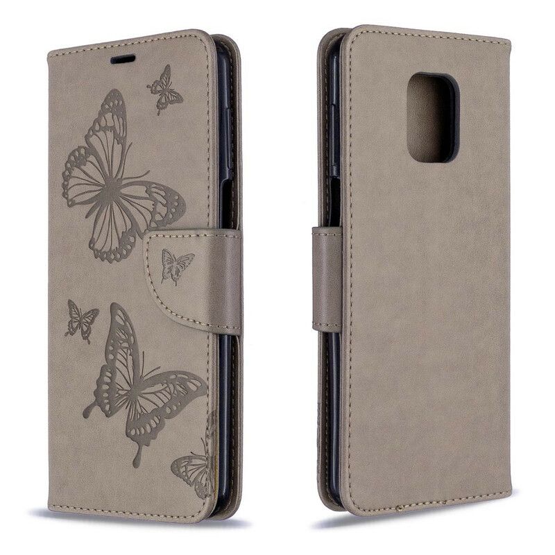 Flip Cover Xiaomi Redmi Note 9S / Note 9 Pro Med Snor Thong Sommerfugle