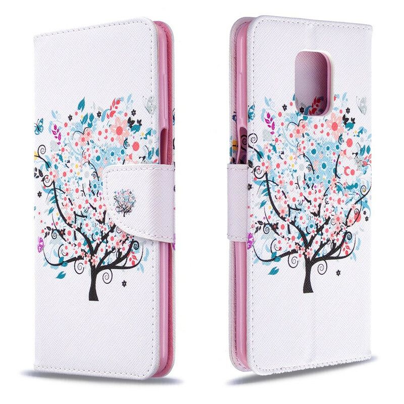 Læder Cover Xiaomi Redmi Note 9S / Note 9 Pro Blomstret Træ