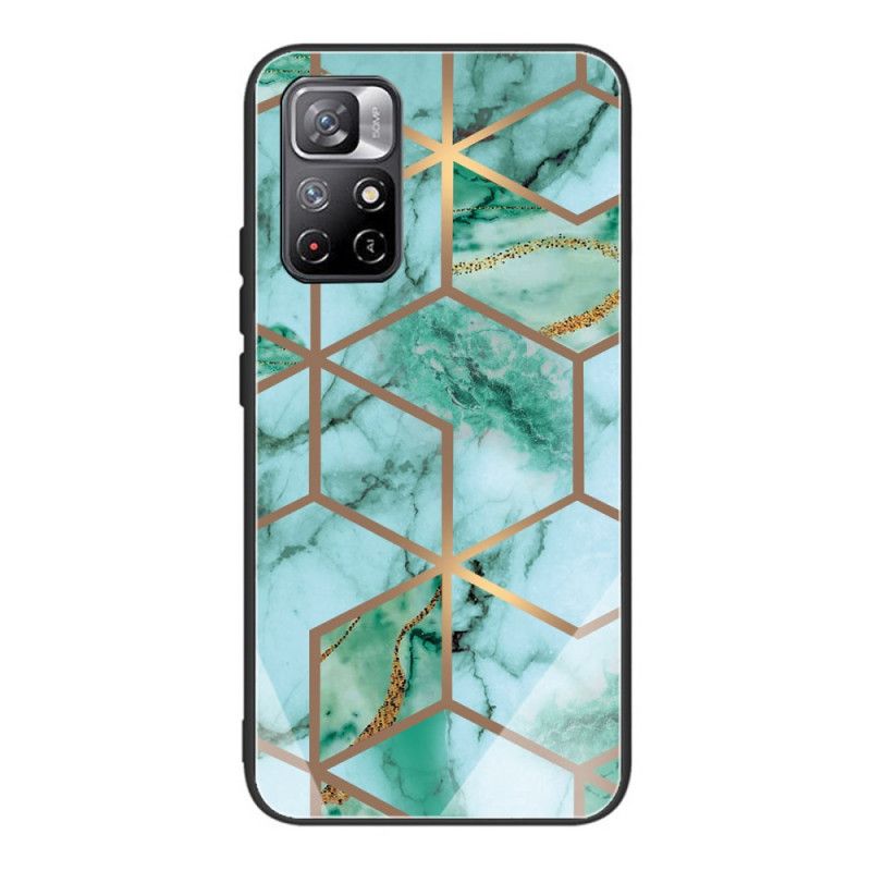 Cover Poco M4 Pro 5G Geometrisk Marmor Hærdet Glas