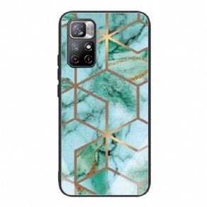 Cover Poco M4 Pro 5G Geometrisk Marmor Hærdet Glas