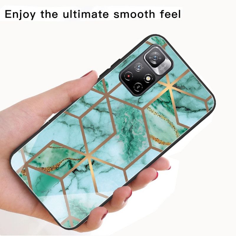 Cover Poco M4 Pro 5G Geometrisk Marmor Hærdet Glas