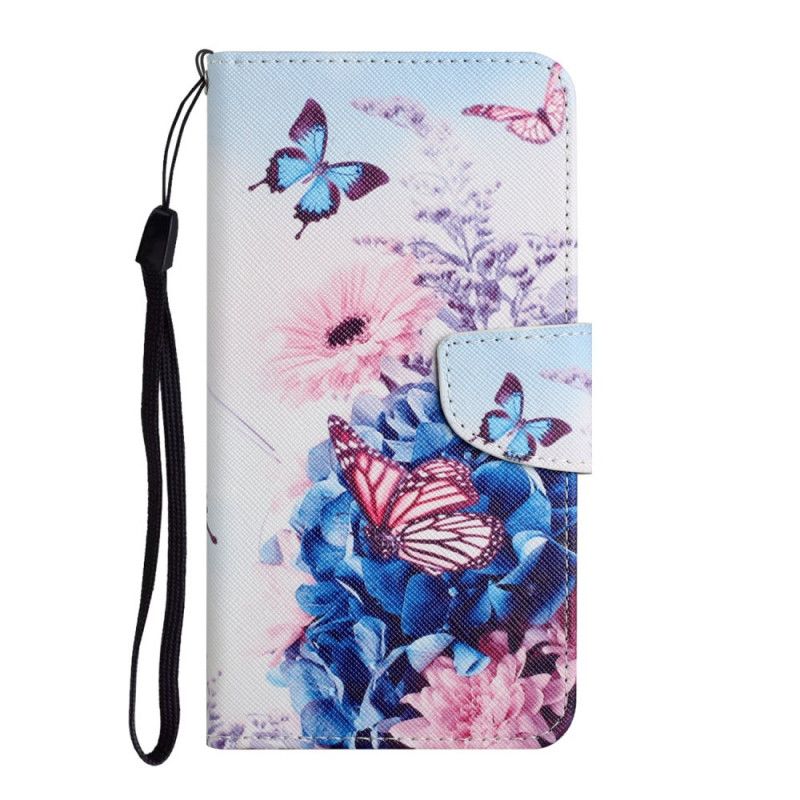 Flip Cover Poco M4 Pro 5G Buket Blomster Og Sommerfugle