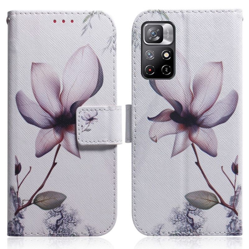 Flip Cover Poco M4 Pro 5G Gammel Rosenblomst