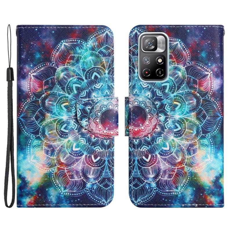 Flip Cover Poco M4 Pro 5G Med Snor Flashy Halv Mandala Med Rem