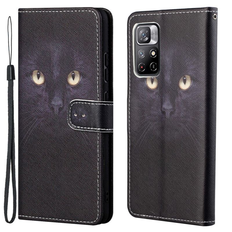 Flip Cover Poco M4 Pro 5G Med Snor Thong Black Cat Eyes