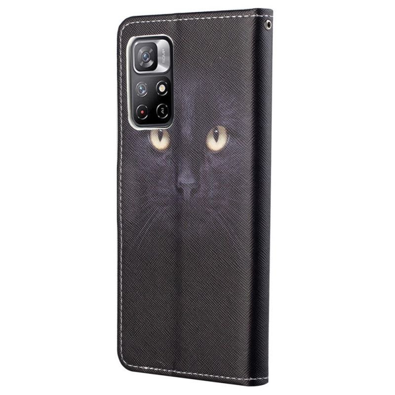 Flip Cover Poco M4 Pro 5G Med Snor Thong Black Cat Eyes