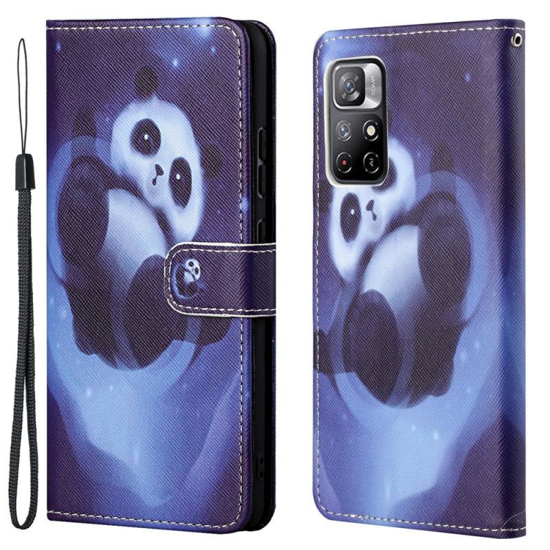 Flip Cover Poco M4 Pro 5G Med Snor Thong Space Panda